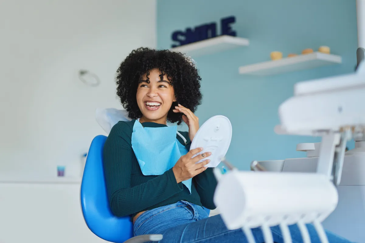 A patient at her Invisalign® treatment review